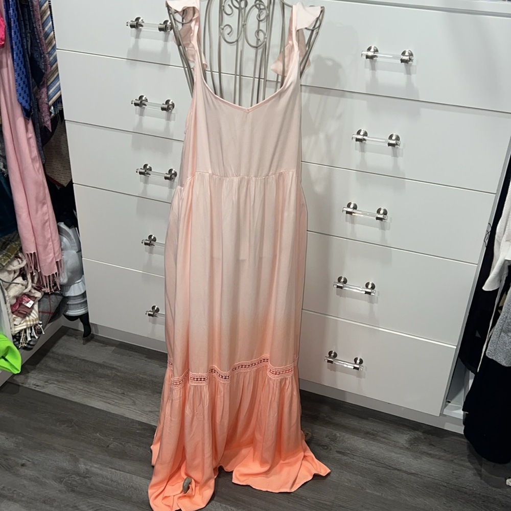 Hem & Thread Dip Dyed Ruffle Maxi Dress, size M, NEW WITH TAGS - Picture 4 of 11